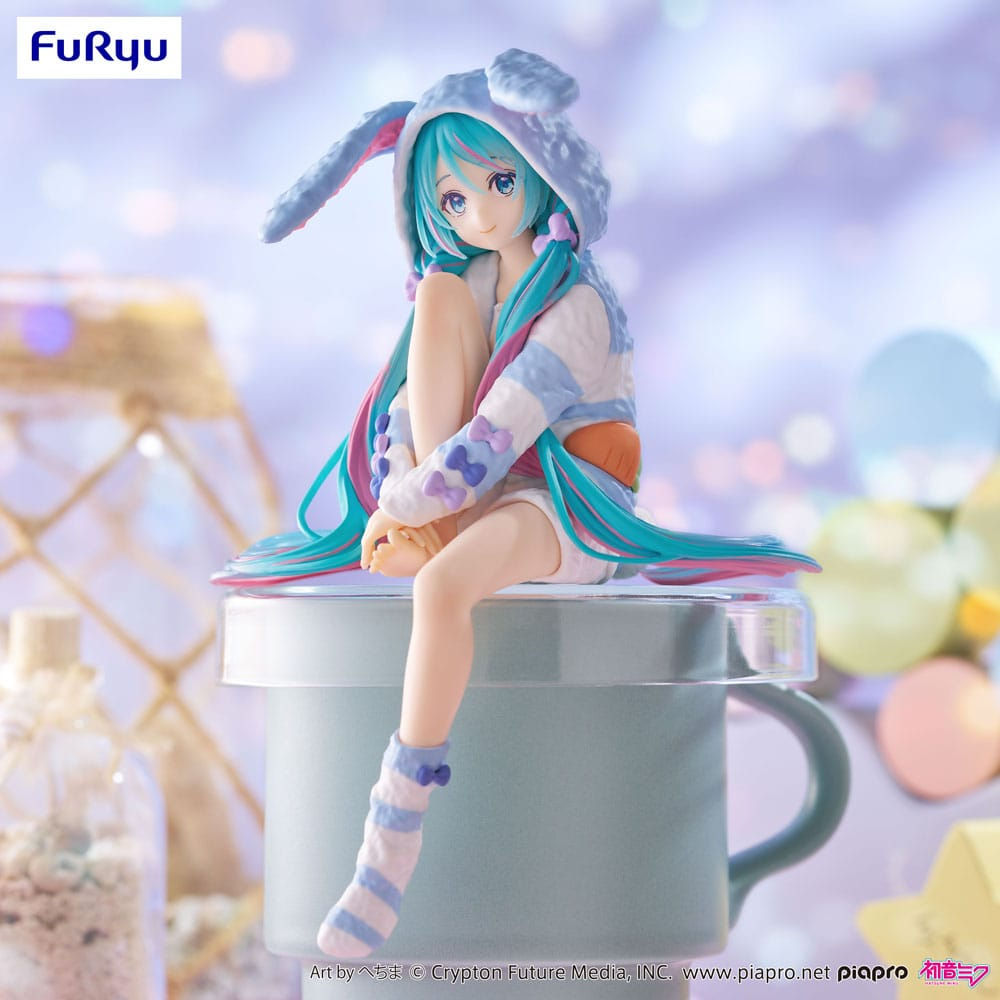 Hatsune Miku statuette PVC Noodle Stopper Hatsune Miku Rabbit Ear Hood Pajama Blue Color Ver. 14 cm