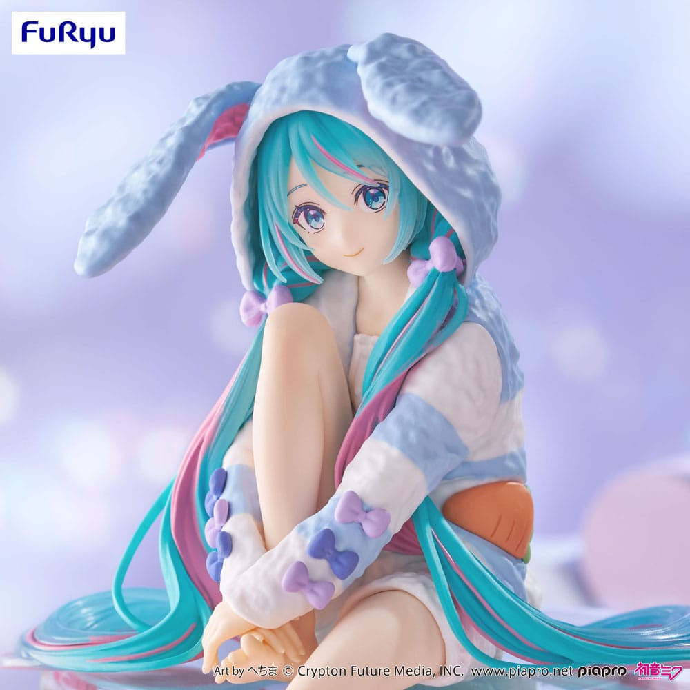 Hatsune Miku statuette PVC Noodle Stopper Hatsune Miku Rabbit Ear Hood Pajama Blue Color Ver. 14 cm